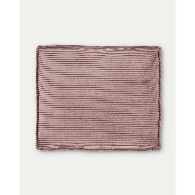 COUSSIN BLOK EN VELOURS CÔTELÉ GROSSES CÔTES ROSE 50 X 60 CM