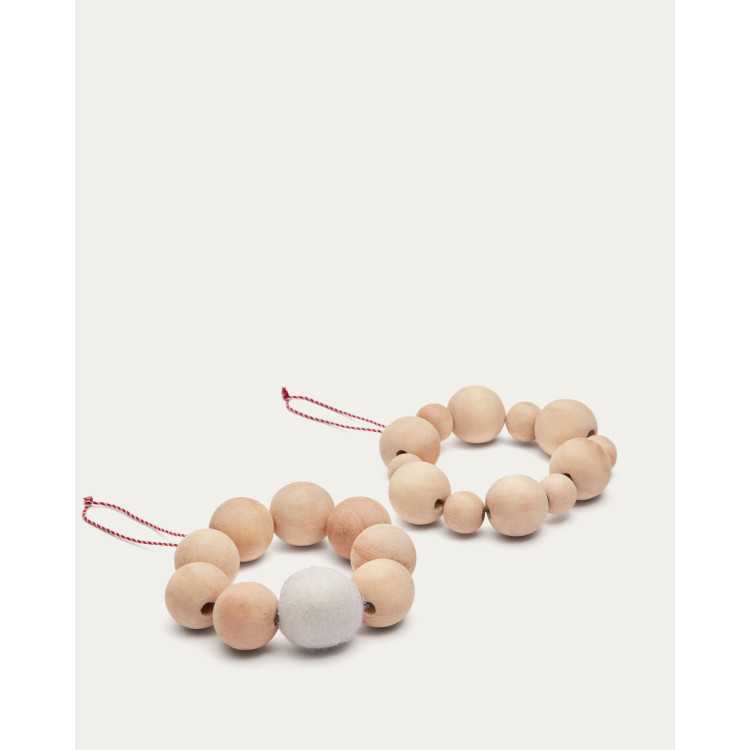 CONJUNTO DE 2 DECORAÇÕES PENDURADAS SUZE EM FELTRO E MADEIRA
