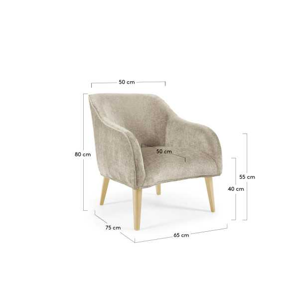 POLTRONA BOBLY EM CHENILLE BEGE E...