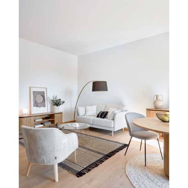 FAUTEUIL BOBLY EN CHENILLE BEIGE ET...
