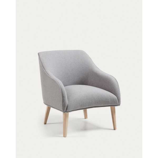 FAUTEUIL BOBLY GRIS ET PIEDS EN BOIS...