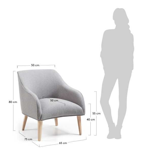 FAUTEUIL BOBLY GRIS ET PIEDS EN BOIS...