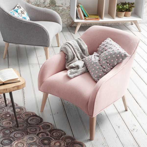 FAUTEUIL BOBLY GRIS ET PIEDS EN BOIS...