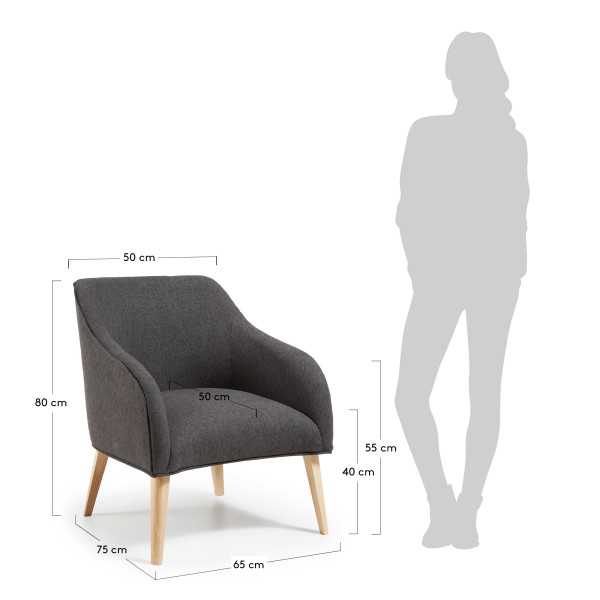 FAUTEUIL BOBLY NOIR AVEC PIEDS EN...