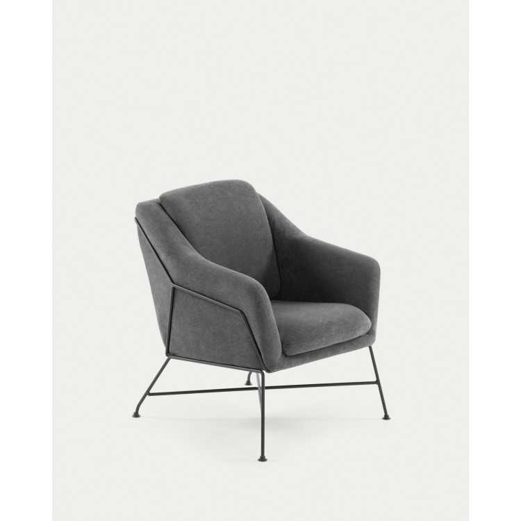 BRIDA DARK GRAY ARMCHAIR WITH BLACK FINISHED STEEL FRAME