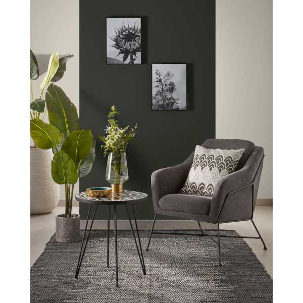 BRIDA DARK GRAY ARMCHAIR WITH BLACK...
