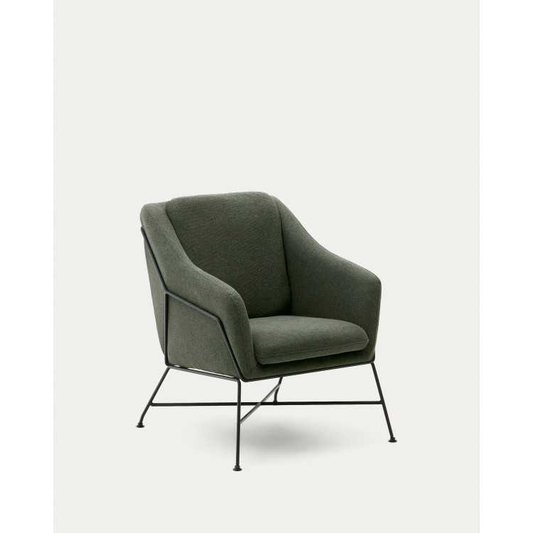 BRIDA GREEN ARMCHAIR AND STEEL LEGS WITH BLACK FINISH