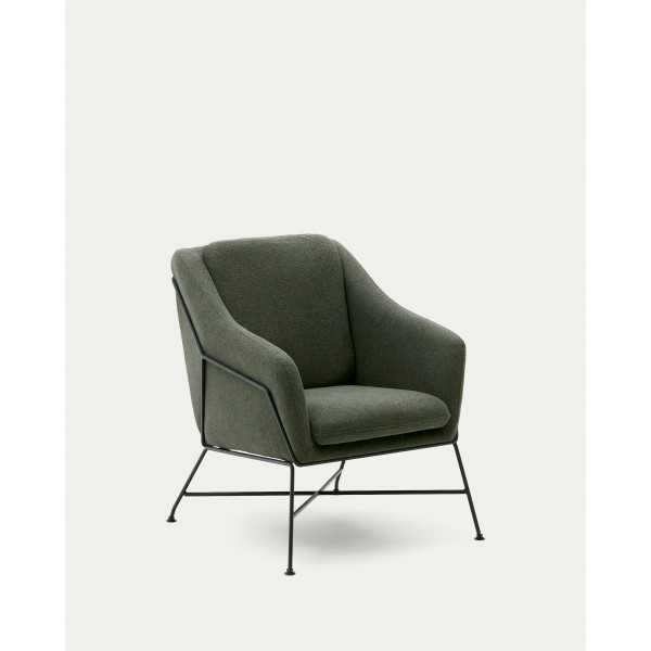 BRIDA GREEN ARMCHAIR AND STEEL LEGS...