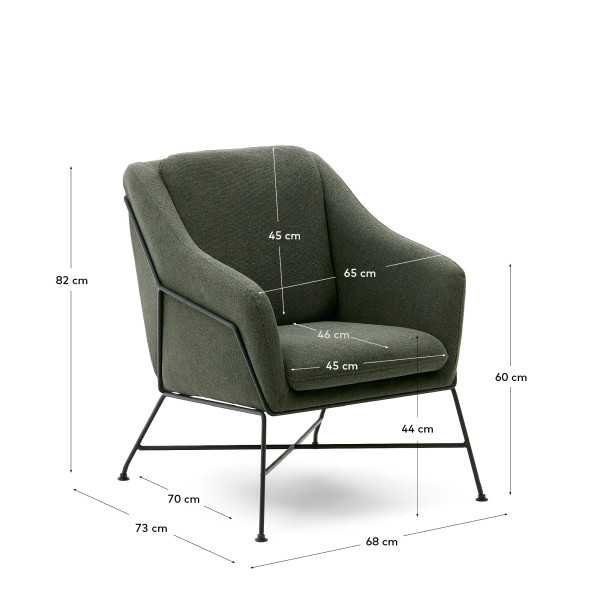 BRIDA GREEN ARMCHAIR AND STEEL LEGS...