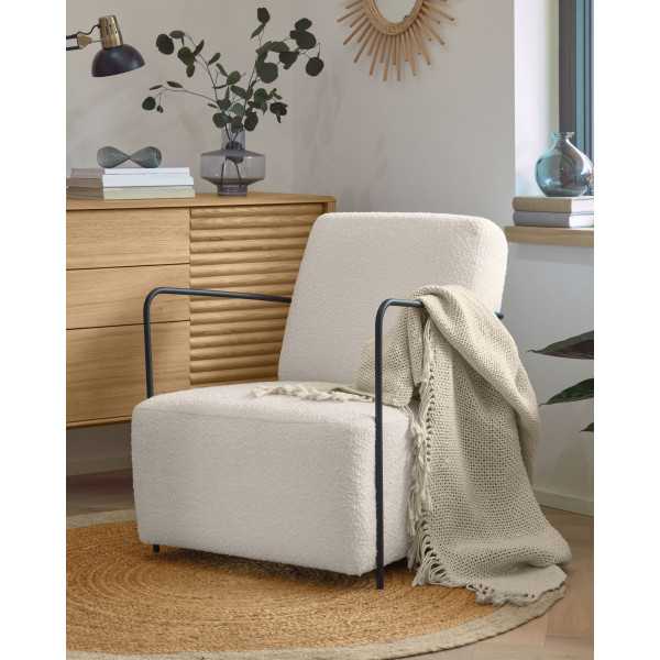 WHITE BOUCLETTE GAMER CHAIR AND BLACK...