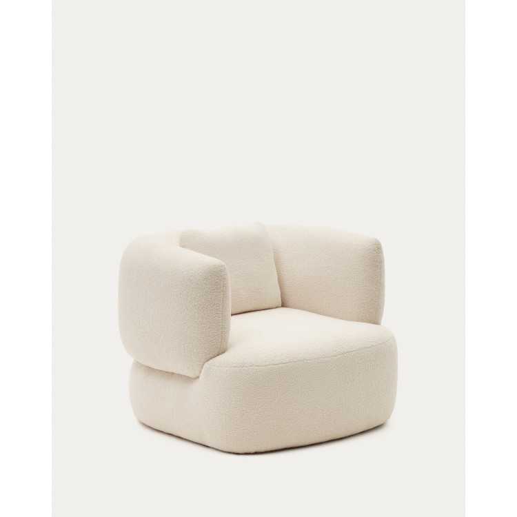 FAUTEUIL MARTINA EN BOUCLETTE ÉCRU AVEC COUSSIN
