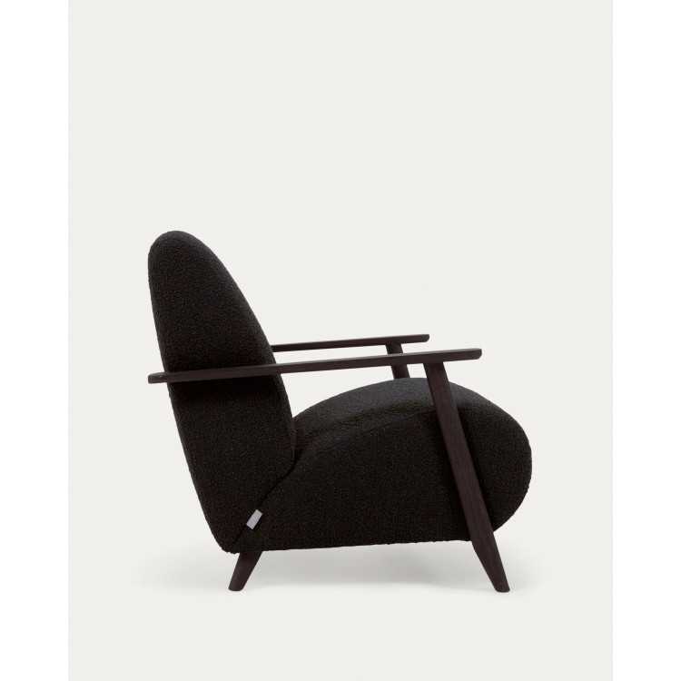 MEGHAN BOUCLETTE BLACK ARMCHAIR AND ASH WOOD LEGS WEN FINISH