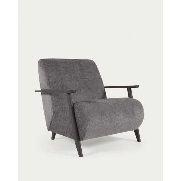 FAUTEUIL MEGHAN EN CHENILLE GRIS ET...