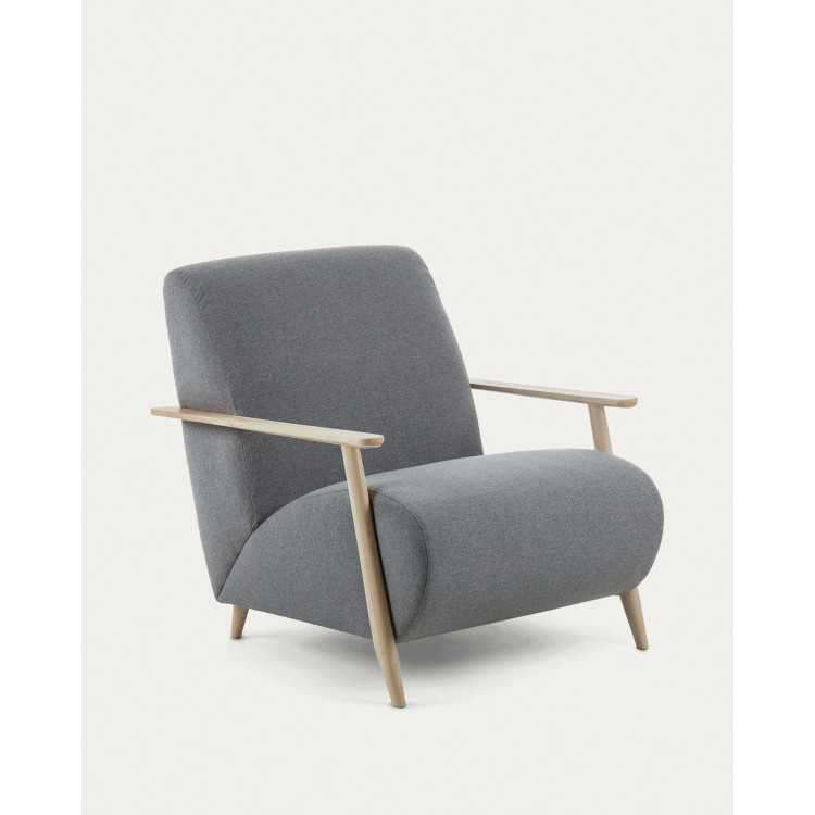 MEGHAN GRAY ARMCHAIR AND ASH WOOD LEGS WITH NATURAL FINISH