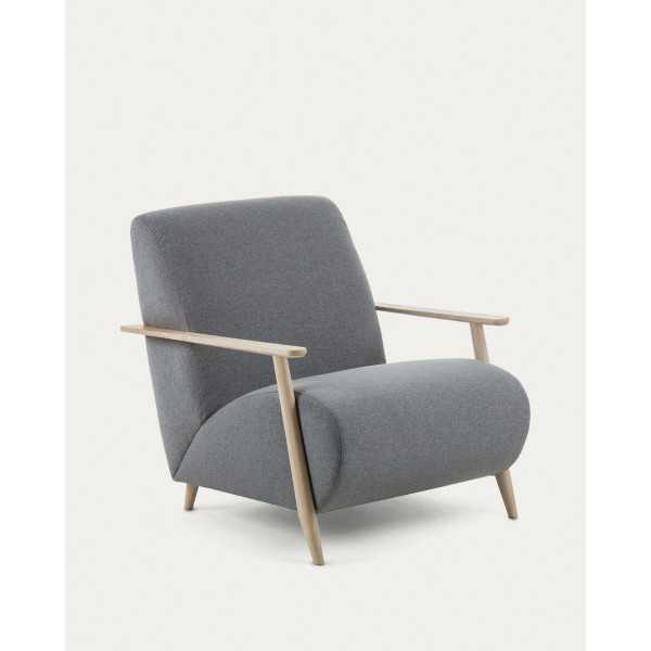 FAUTEUIL MEGHAN GRIS ET PIEDS EN BOIS...