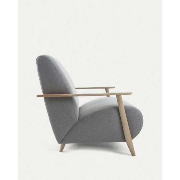 FAUTEUIL MEGHAN GRIS ET PIEDS EN BOIS...