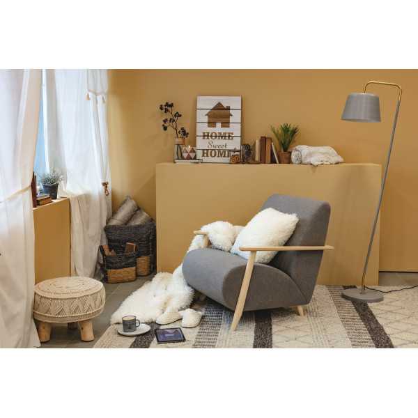 FAUTEUIL MEGHAN GRIS ET PIEDS EN BOIS...