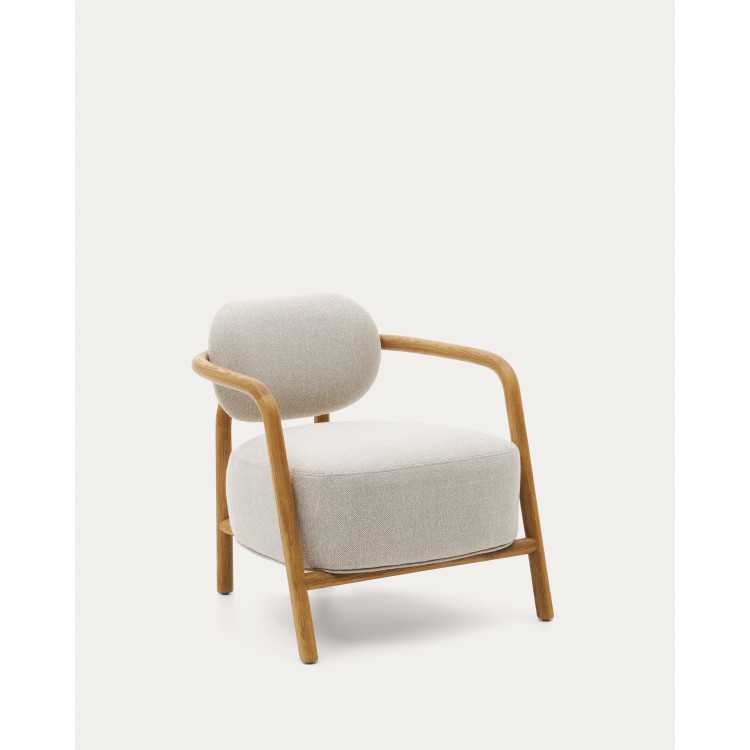 MELQUI BEIGE ARMCHAIR IN OAK WOOD WITH NATURAL...