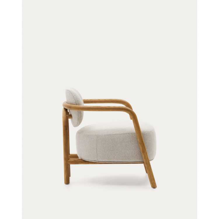 FAUTEUIL MELQUI BEIGE EN BOIS DE CHÊNE AVEC...