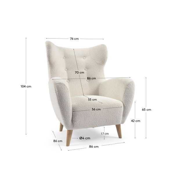 PATIO ARMCHAIR IN WHITE BOUCLETTE...