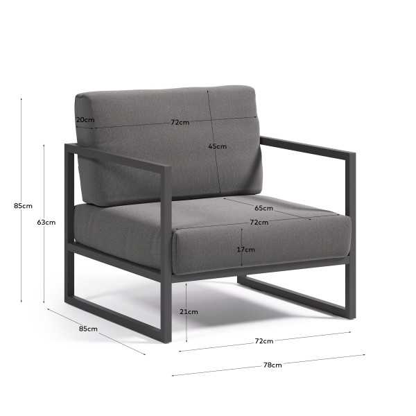 FAUTEUIL COMOVA GRIS FONCÉ 100 % POUR...