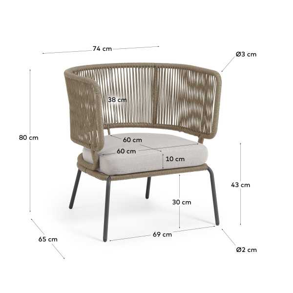 NADIN ARMCHAIR IN BEIGE ROPE AND...