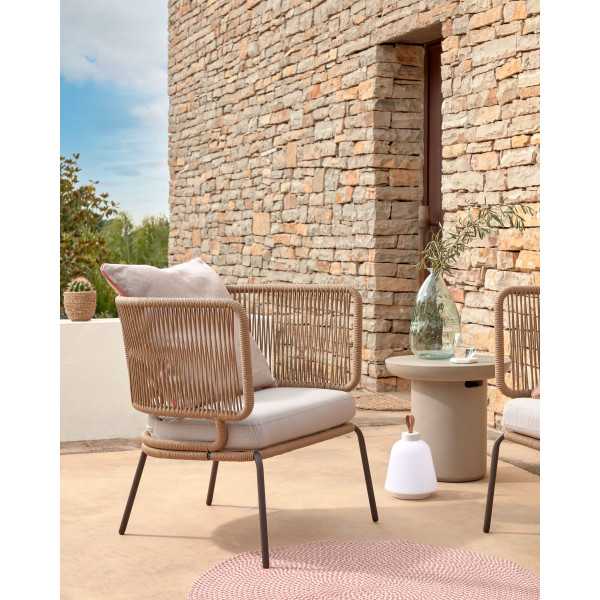 FAUTEUIL NADIN EN CORDE BEIGE ET...