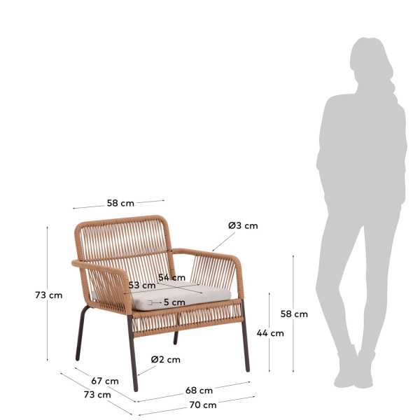 SAMANTA ARMCHAIR IN BEIGE ROPE