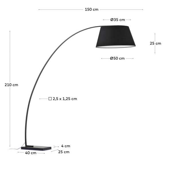 LAMPADAIRE JUHE NOIR EN ACIER ET BASE...