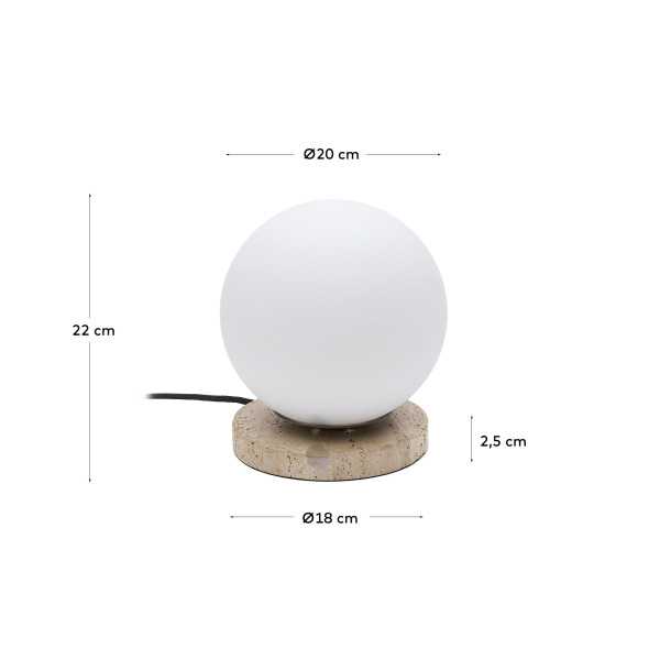 CANDEEIRO DE MESA MALACHI EM VIDRO ESMALTADO E PEDRA TRAVERTINO