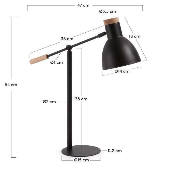 CANDEEIRO DE MESA PRETO TESCARLE