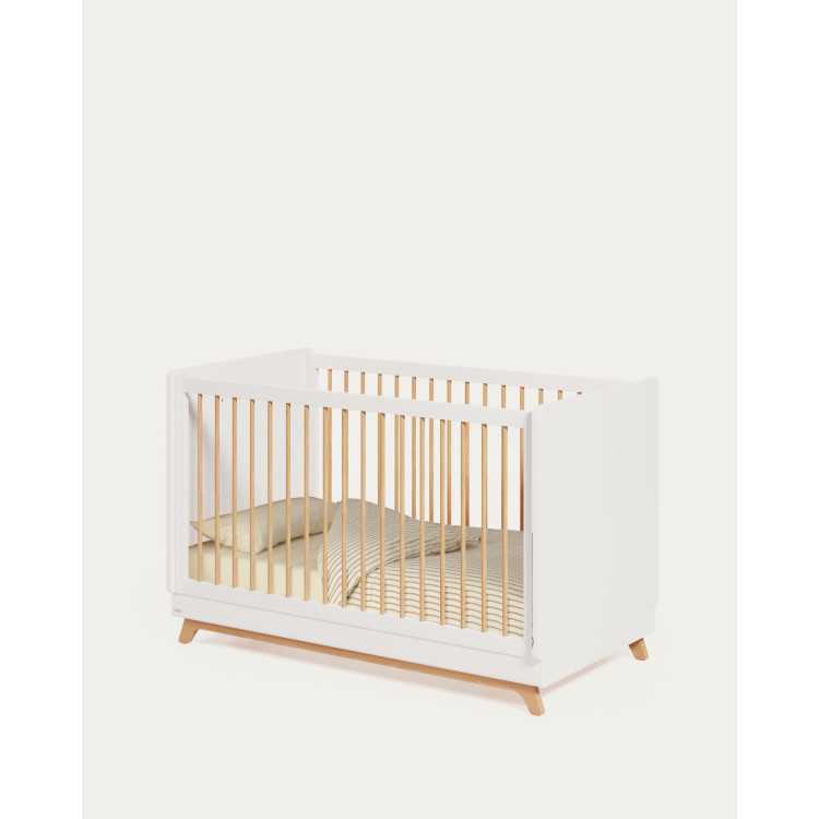 CAMA DE BEBÊ MARALIS ADVANCEABLE EM MADEIRA MACIÇA DE FAIA COM ACABAMENTO BRANCO