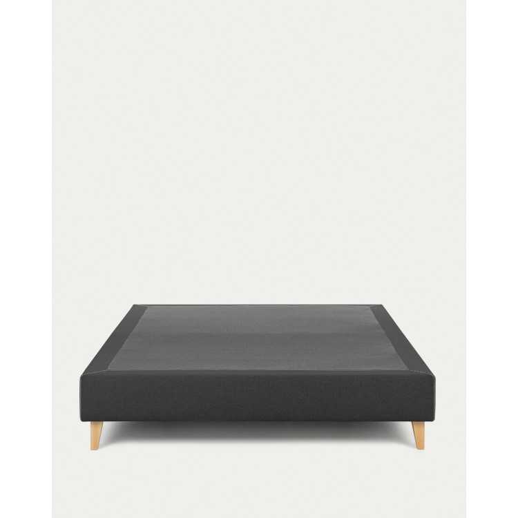 BASE DE CAMA NIKOS PRETA 160 X 200 CM COM PÉS DE MADEIRA MACIÇA DE FAIA