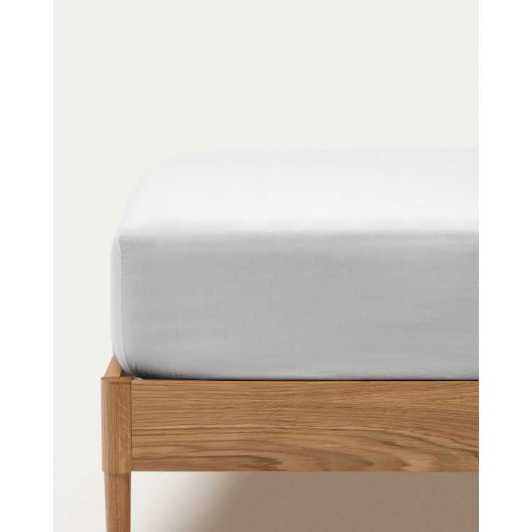 DRAP-HOUSSE TEIA 100% PERCALE DE COTON 180 FILS BLANC 150 X 200 CM