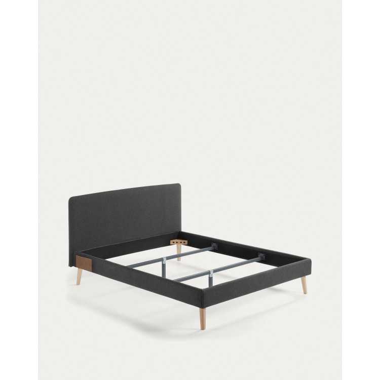 REMOVABLE BED COVER DYLA GRAPHITE WITH BEECH WOOD LEGS FOR MATTRESS