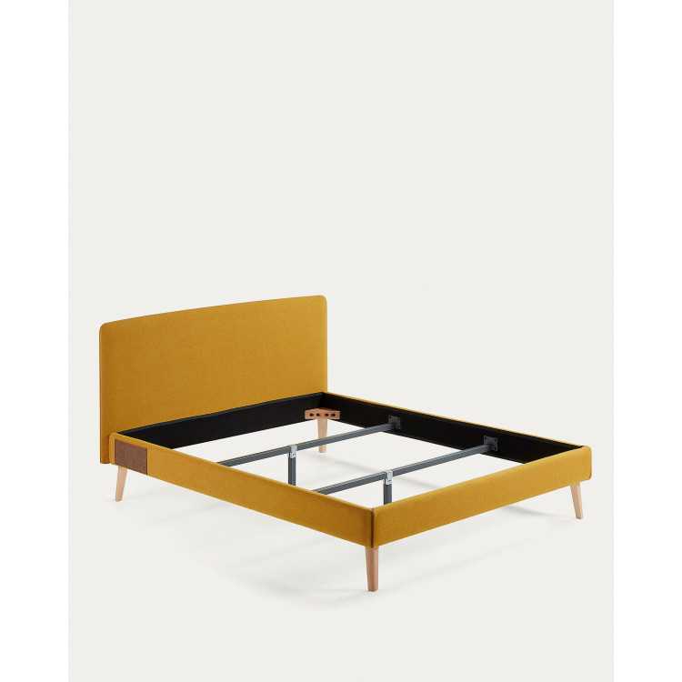 REMOVABLE BED COVER DYLA MUSTARD YELLOW WITH BEECH WOOD FEET FOR