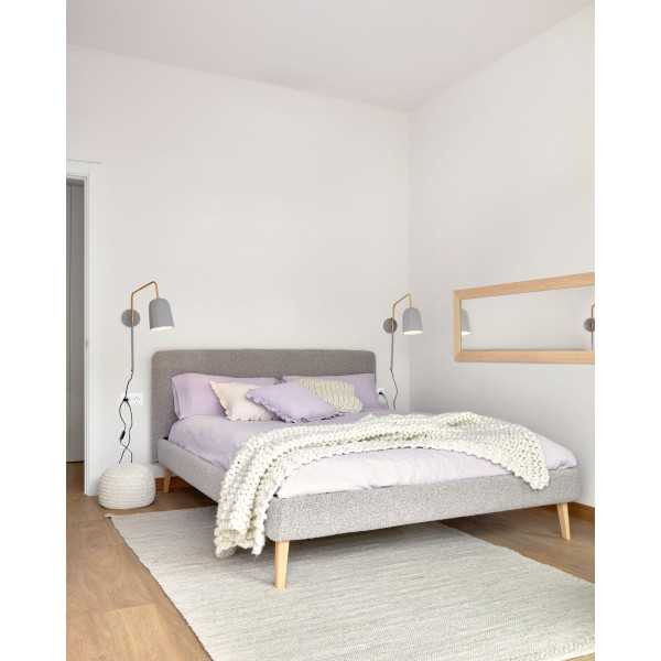 DYLA BOUCLETTE LIGHT GRAY BED AND...