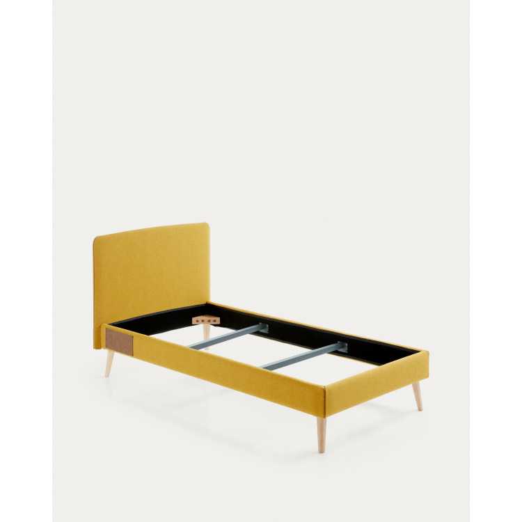 REMOVABLE BED COVER DYLA MUSTARD YELLOW WITH BEECH WOOD FEET FOR