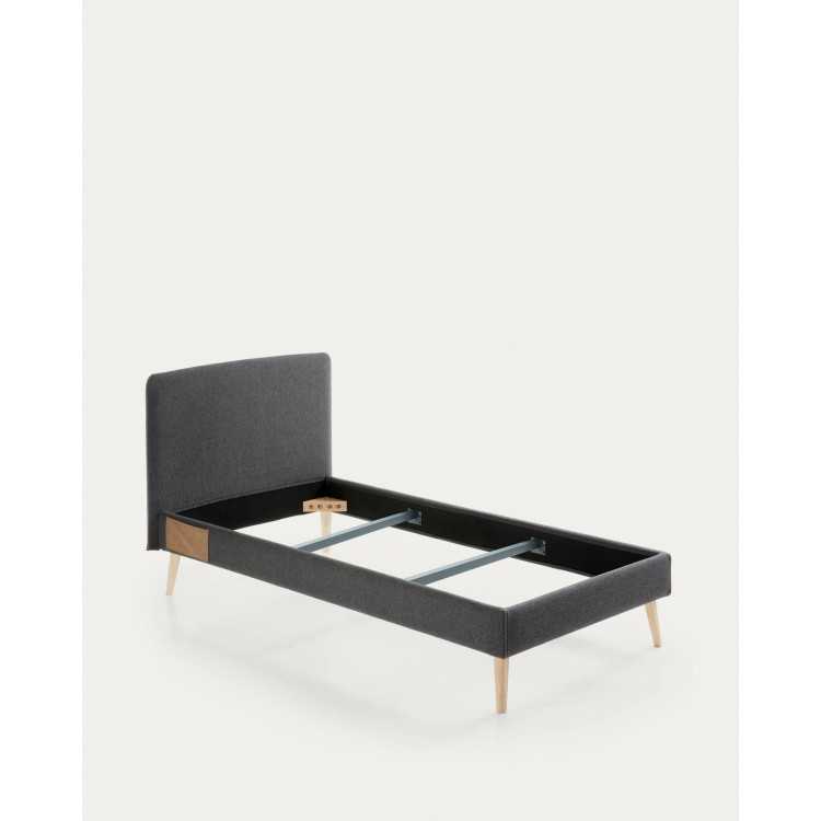 REMOVABLE BED COVER DYLA BLACK WITH BEECH WOOD FEET FOR MATTRESS