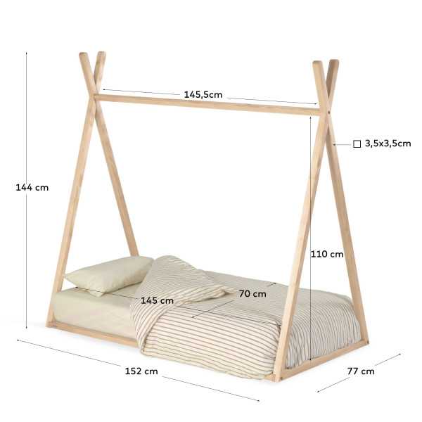 MARALIS TIPI BED IN SOLID BEECH WOOD...