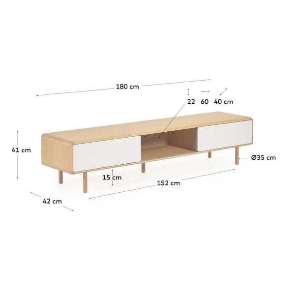 MEUBLE TV ANIELLE 2 PORTES EN BOIS ET...