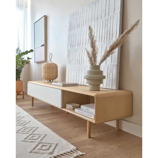 MEUBLE TV ANIELLE 2 PORTES EN BOIS ET...