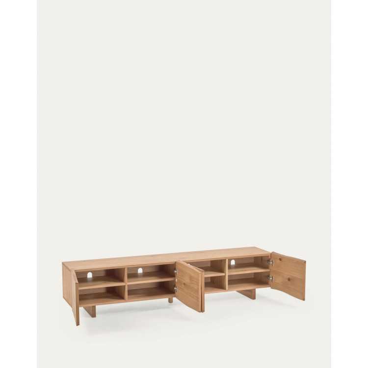 MEUBLE TV RASHA 4 PORTES PLACAGE DE CHÊNE FINITION NATURELLE 200 X 45