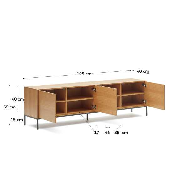 VEDRANA TV CABINET 3 DOORS OAK VENEER...
