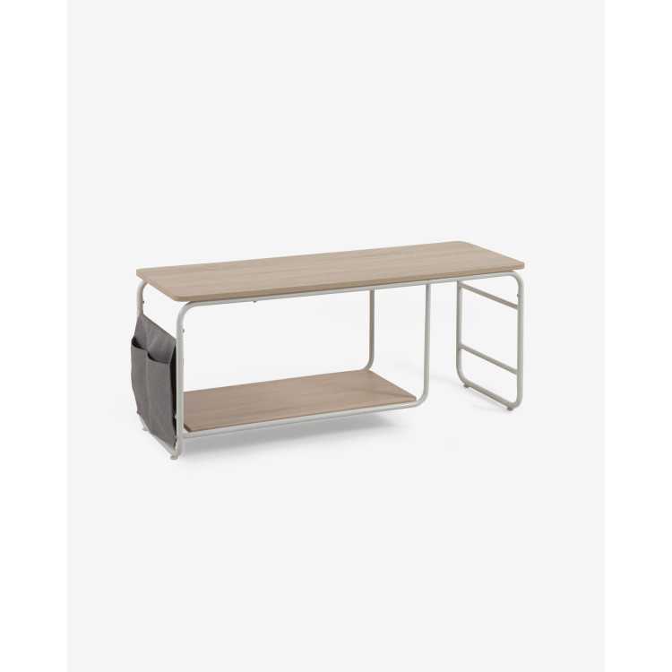 YAMINA TV CABINET IN MELAMINE AND WHITE PAINTED STEEL 110 X 46 CM