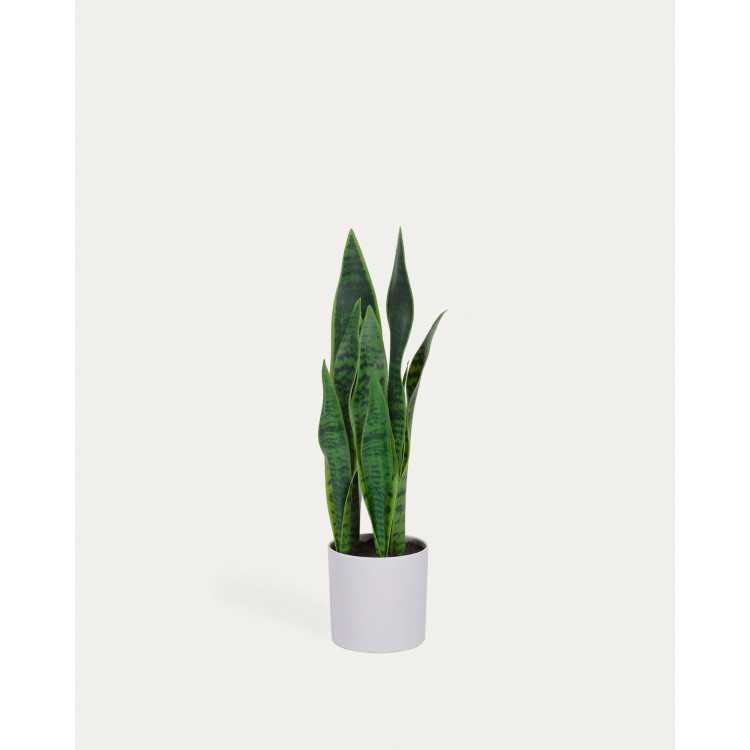 PLANTE ARTIFICIELLE SANSEVIERIA AVEC POT BLANC 55 CM