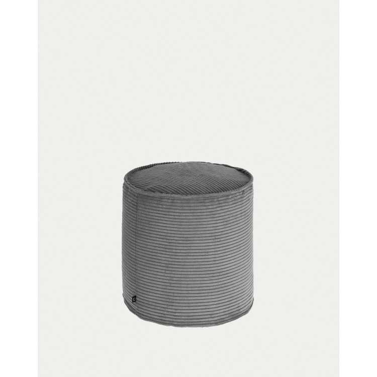 SMALL WILMA CORDUROY POUF LARGE RIBS GRAY D 40 CM