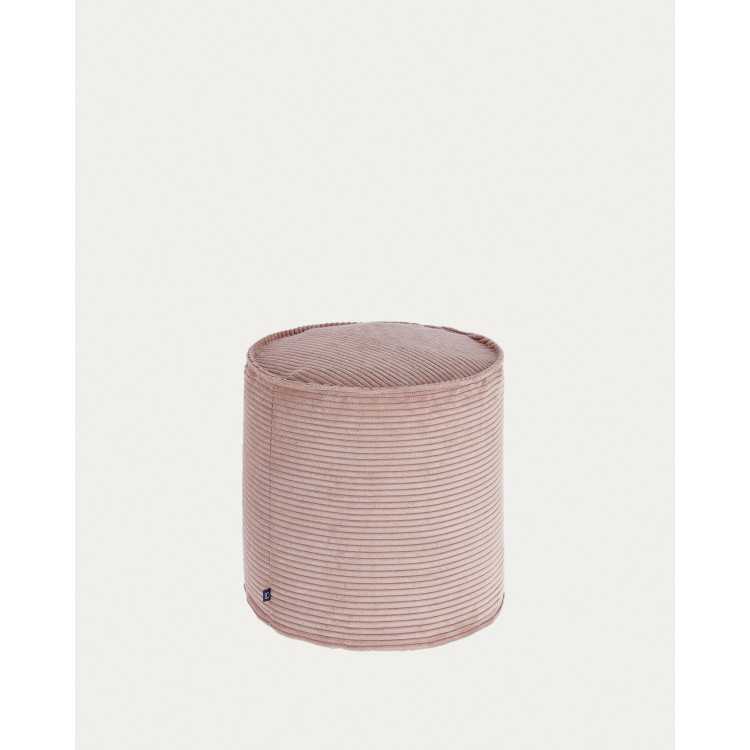 PEQUENO POUF WILMA CORDUROY GRANDE COSTELA ROSA D 40 CM