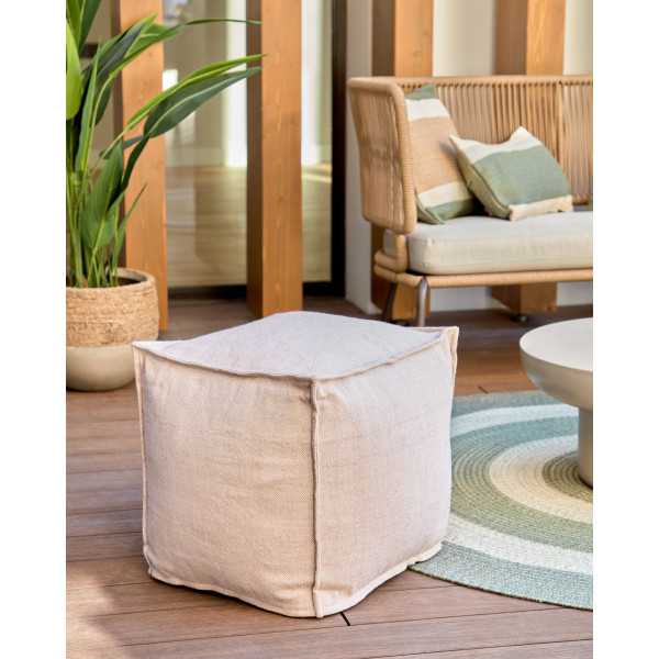 LEEITH POUF 100% PET BEIGE 40 X 39 CM