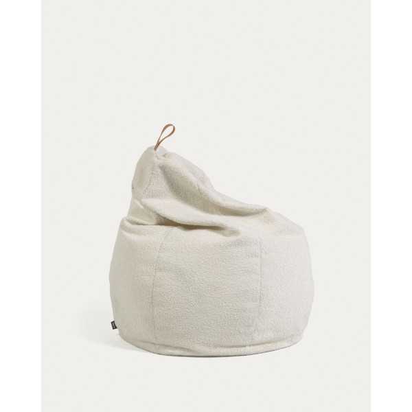 POUF VICKA EFFET SHEARLING BLANC D 70 CM